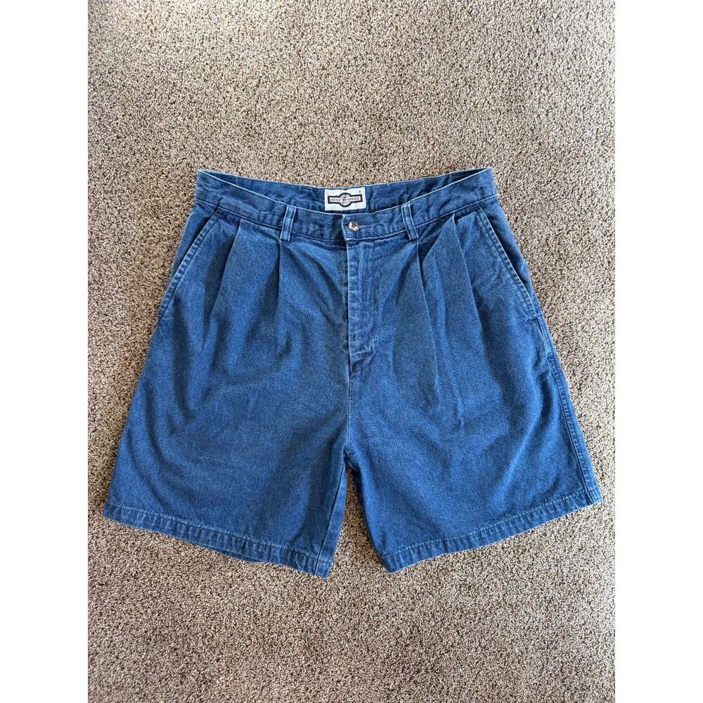 Vintage Denim Shorts Women's 34 Pleated High Rise Fitted Preppy 100% Cotton
